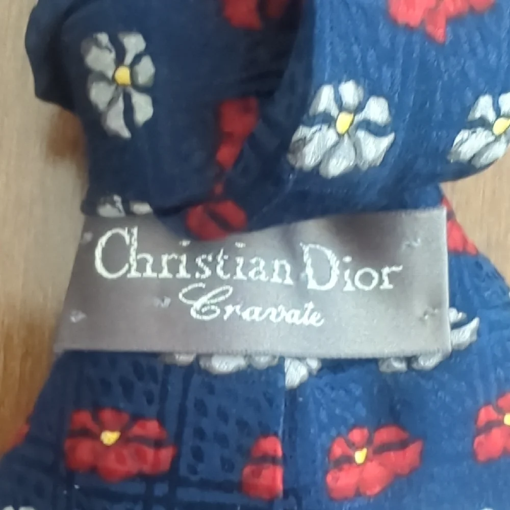 Dior Tie - Navy and Red Pattern